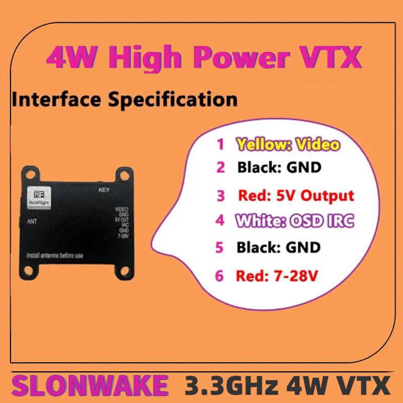 SLONWAKE FPV 3.3G 16CH 4000mW  - огляд і ціна Receiver Rc Drone